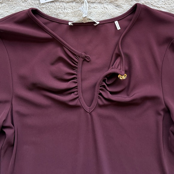 FRAME The Keyhole Matte Jersey Top in Cabernet Size S - Picture 8 of 16